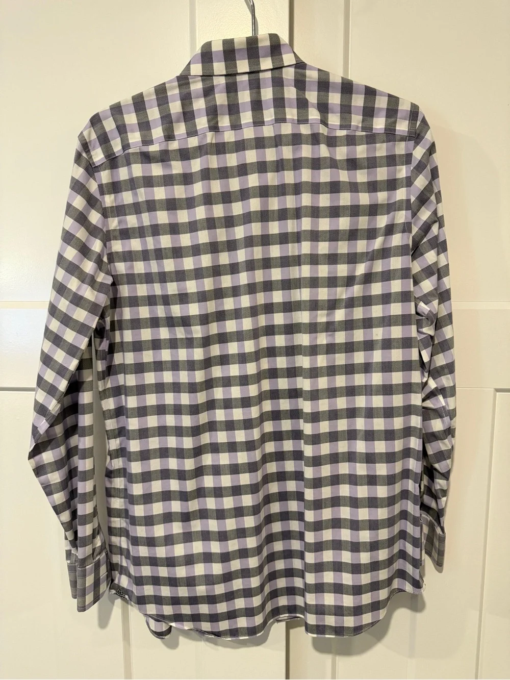 Banana Republic Men's Purple and White Check Dress Shirt